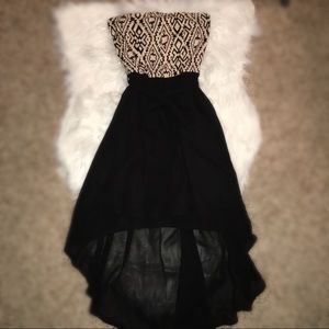NEW Strapless Self Tie Aztec High-Low Dress